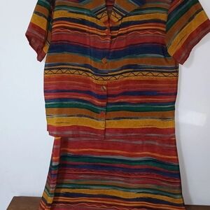 Vintage-Inspired Sag Harbor Colorful Striped Two-Piece Set